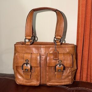 SOLD‼️Vintage Coach Brown Leather Satchel Handbag Shoulder Bag